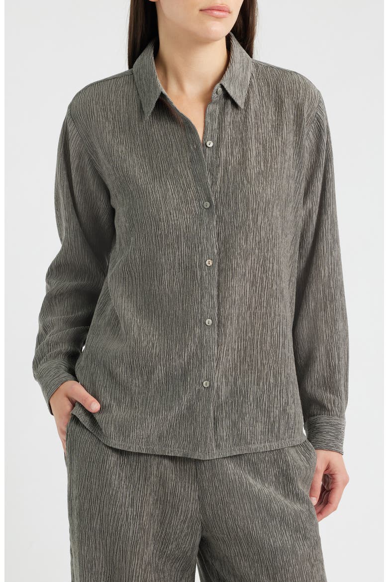 Classic Plissé Button-Up Shirt, Main, color, TWINE