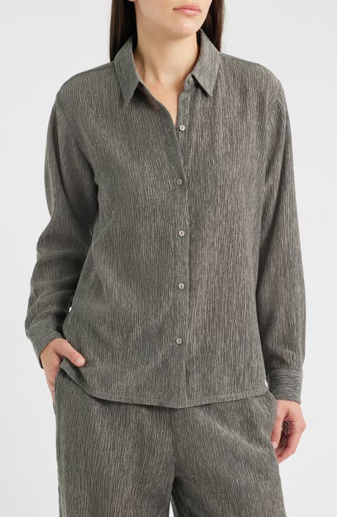 Classic Plissé Button-Up Shirt