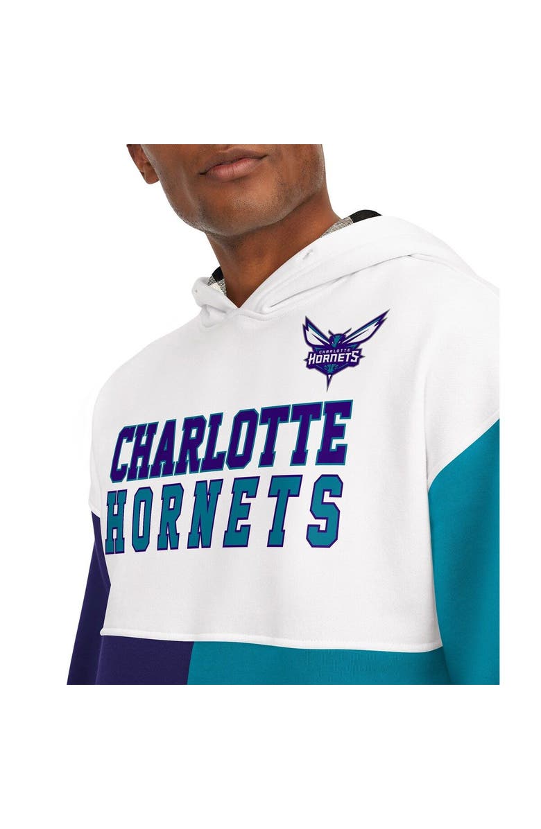 TOMMY JEANS Men's Tommy Jeans White/Purple Charlotte Hornets Andrew Split Pullover Hoodie, Alternate, color, White