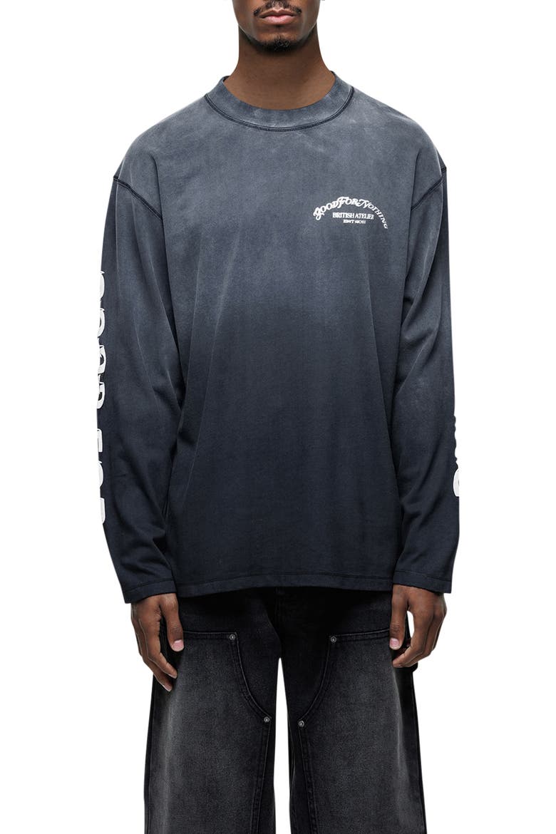 Liberty Relaxed Long-Sleeve Printed T-Shirt, Main, color, BLACK