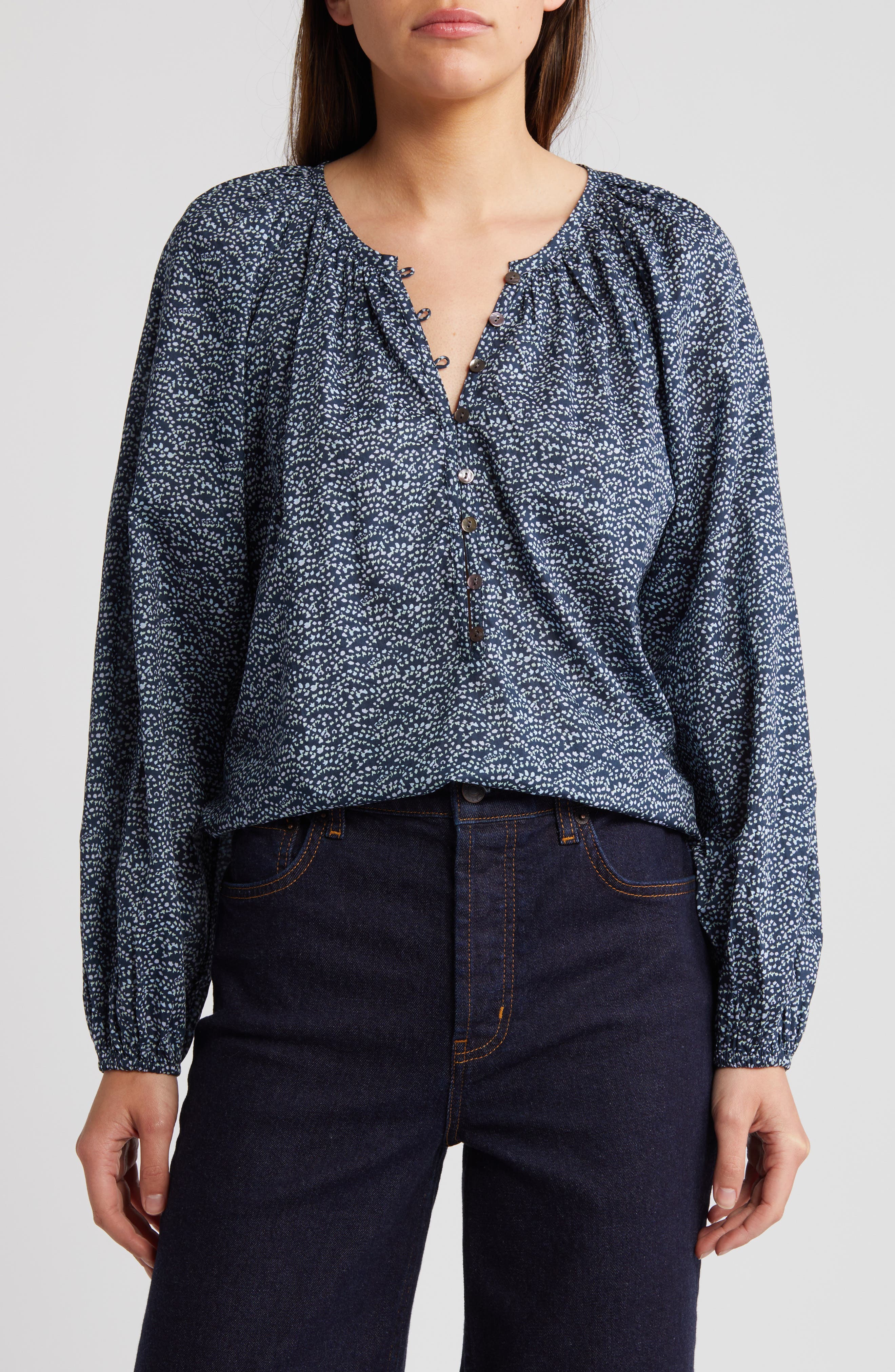 Rails Indi Print Cotton Balloon Sleeve Top