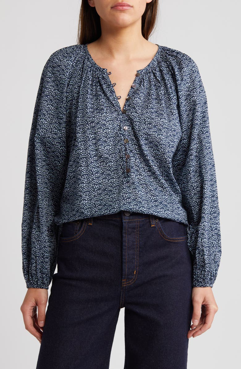 Rails Indi Print Cotton Balloon Sleeve Top, Main, color, Midnight Dahlia