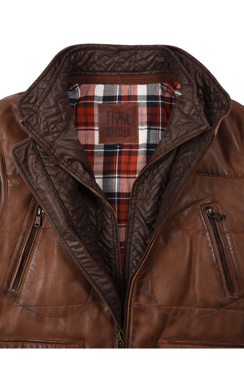 FLYNT Tumbled Leather Vest with Removable Liner, Alternate, color, Brown
