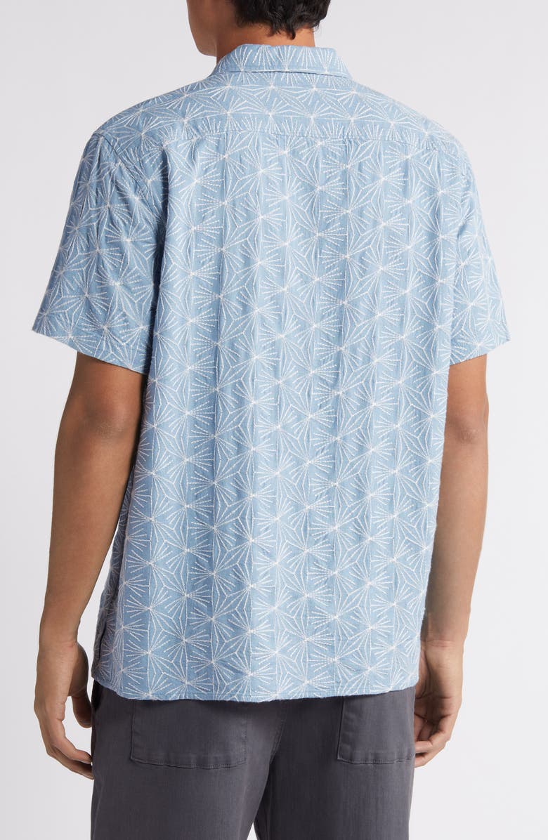 Treasure & Bond Starburst Embroidered Short Sleeve Button-Up Shirt, Alternate, color, 