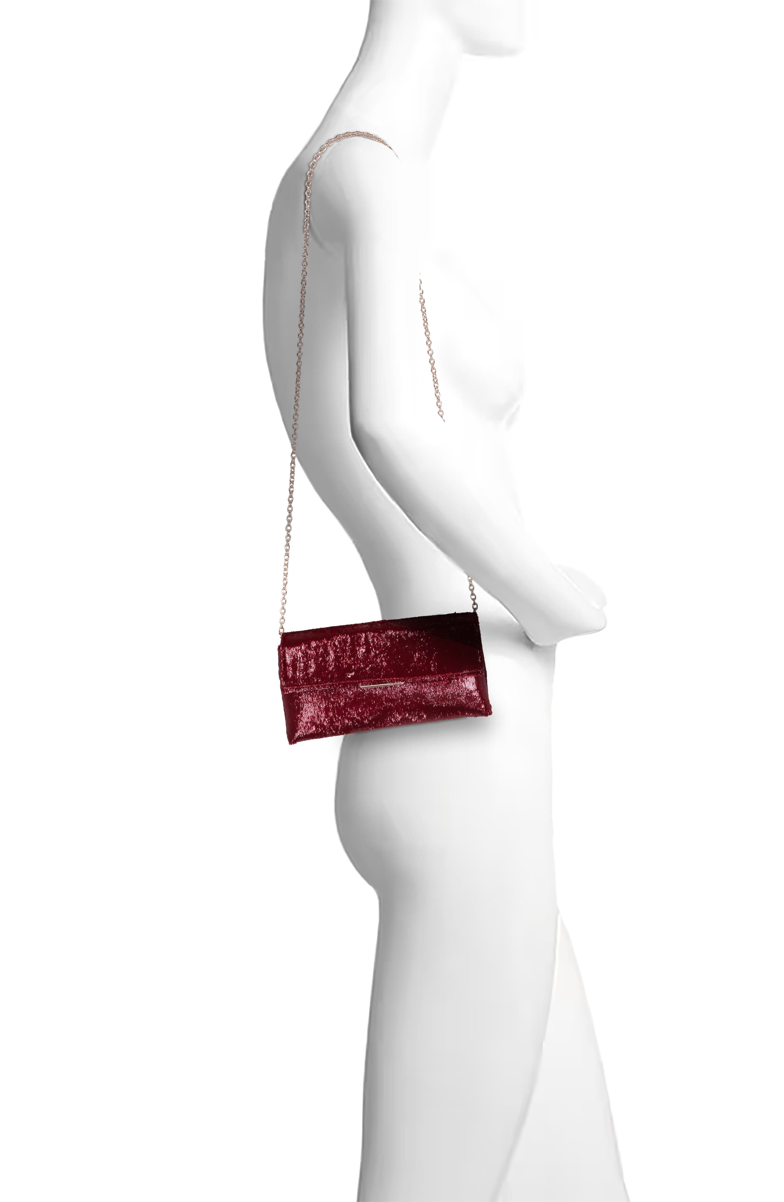 Jewel Badgley Mischka Angel Soft Faux Pony Hair Envelope Clutch, Alternate, color, Dark Red