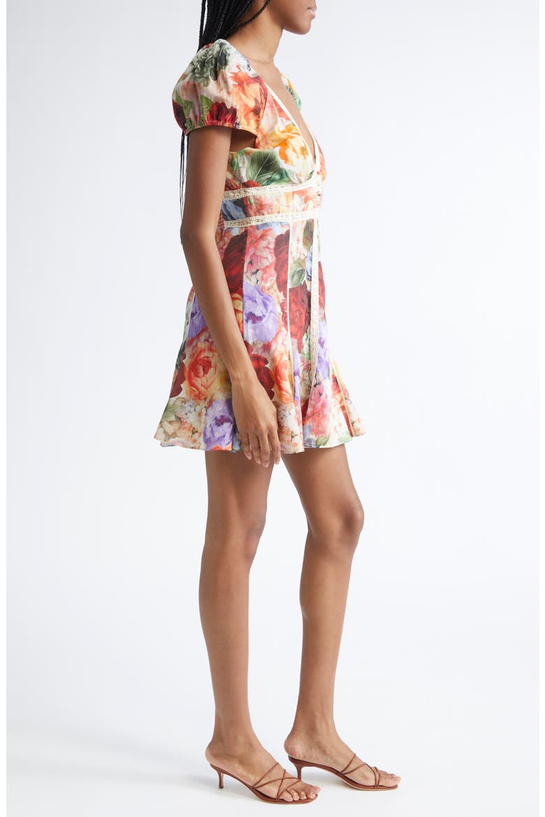 Rose Print Lace Minidress, Alternate, color, STORM FLORAL SM