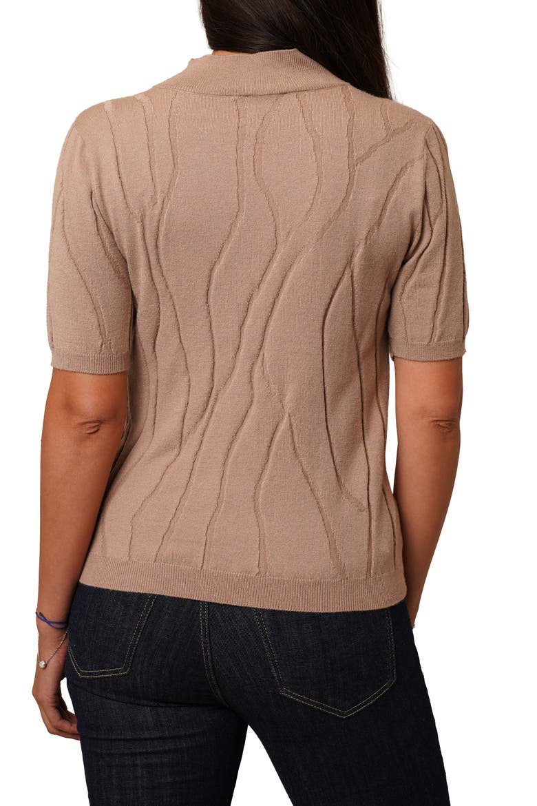 Intarsia Short Sleeve Sweater, Alternate, color, WARM TAUPE