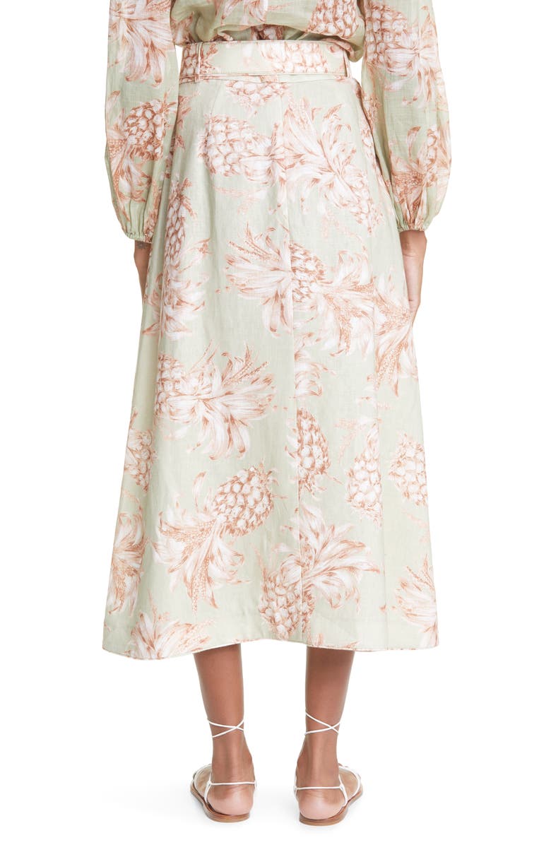 Zimmermann Pineapple Print Linen Skirt, Alternate, color, 