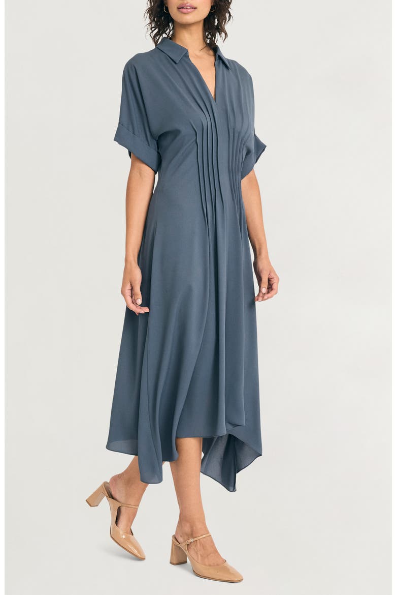 Short Sleeve Handkerchief Hem Midi Dress, Alternate, color, TURBULENCE