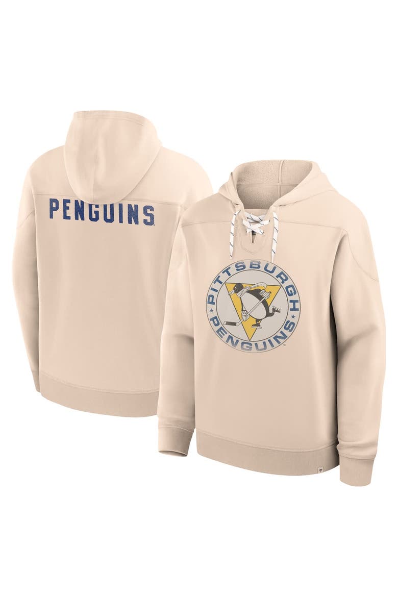 Men's Fanatics Cream Pittsburgh Penguins Vintage Hoodie, Main, color, Cream