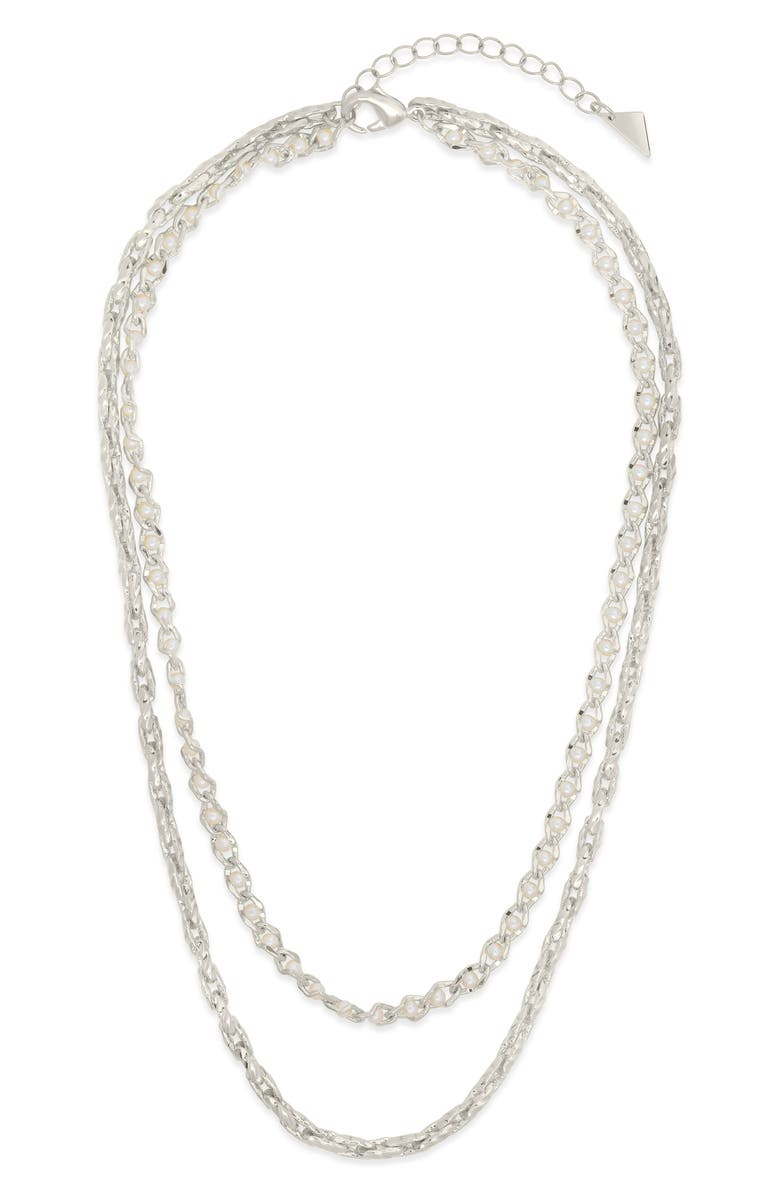 Sterling Forever Amadea Imitation Pearl Multistrand Necklace, Alternate, color, Silver
