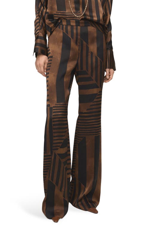 Mango Satin Striped Trousers Brown In Brown