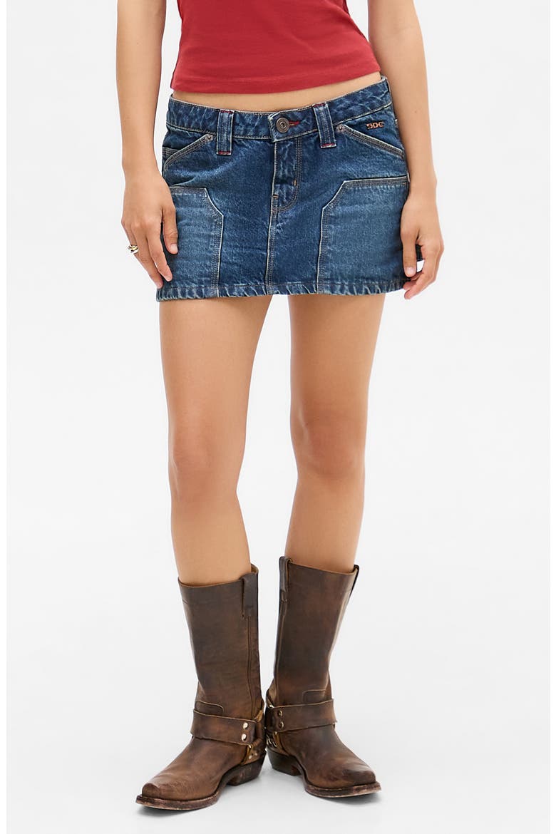 Low Rise Carpenter Denim Miniskirt, Main, color, DENIM