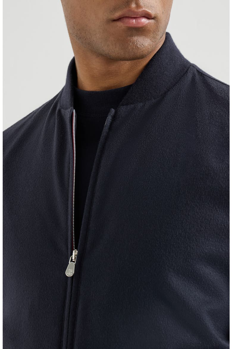 Lightweight cashmere flannel bomber jacket, Alternate, color, Navy Blue