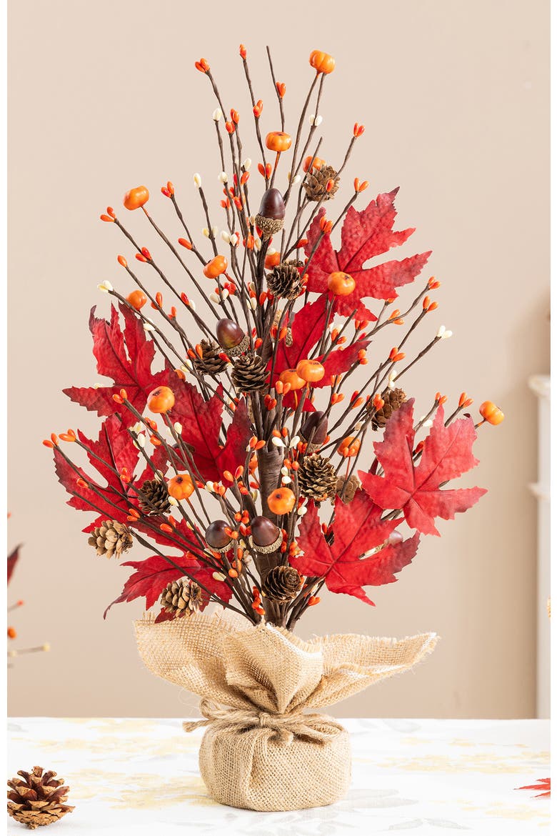 Fall Harvest Table Tree Decor, Alternate, color, Burgundy