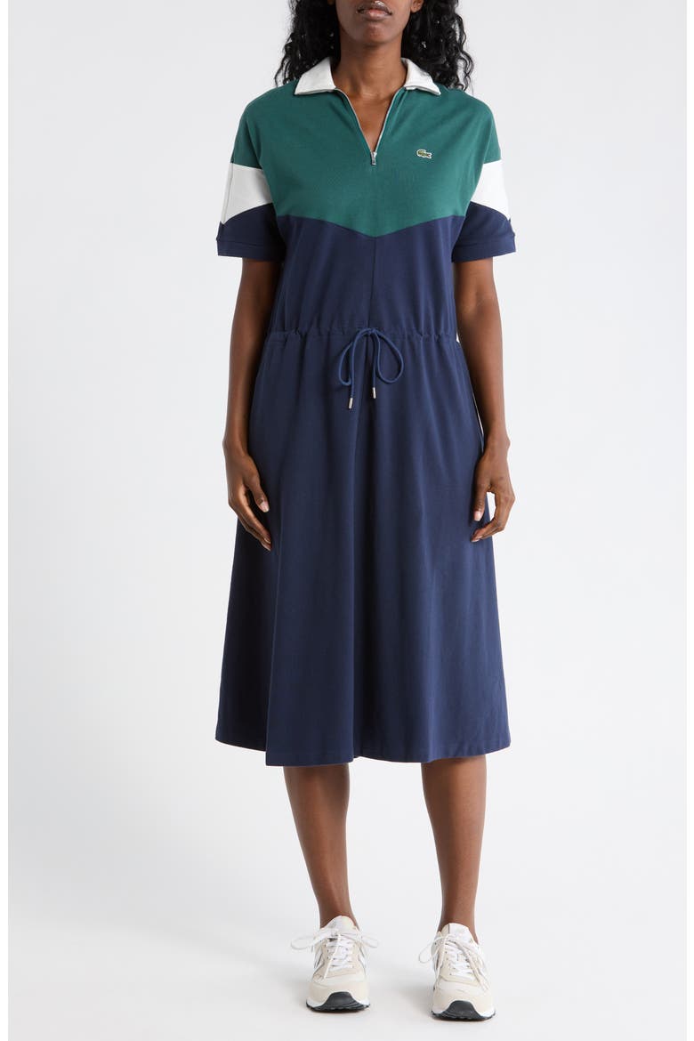Short Sleeve Polo Dress, Main, color, NAVY BLUE/ FLOUR-ACONIT