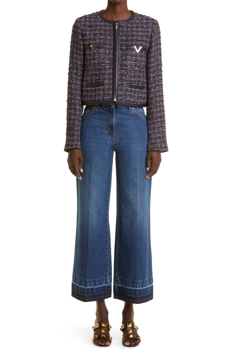 Valentino Garavani High Waist Wide Leg Nonstretch Jeans, Alternate, color,