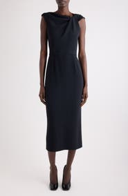 Givenchy Draped Crepe Cady Midi Pencil Dress