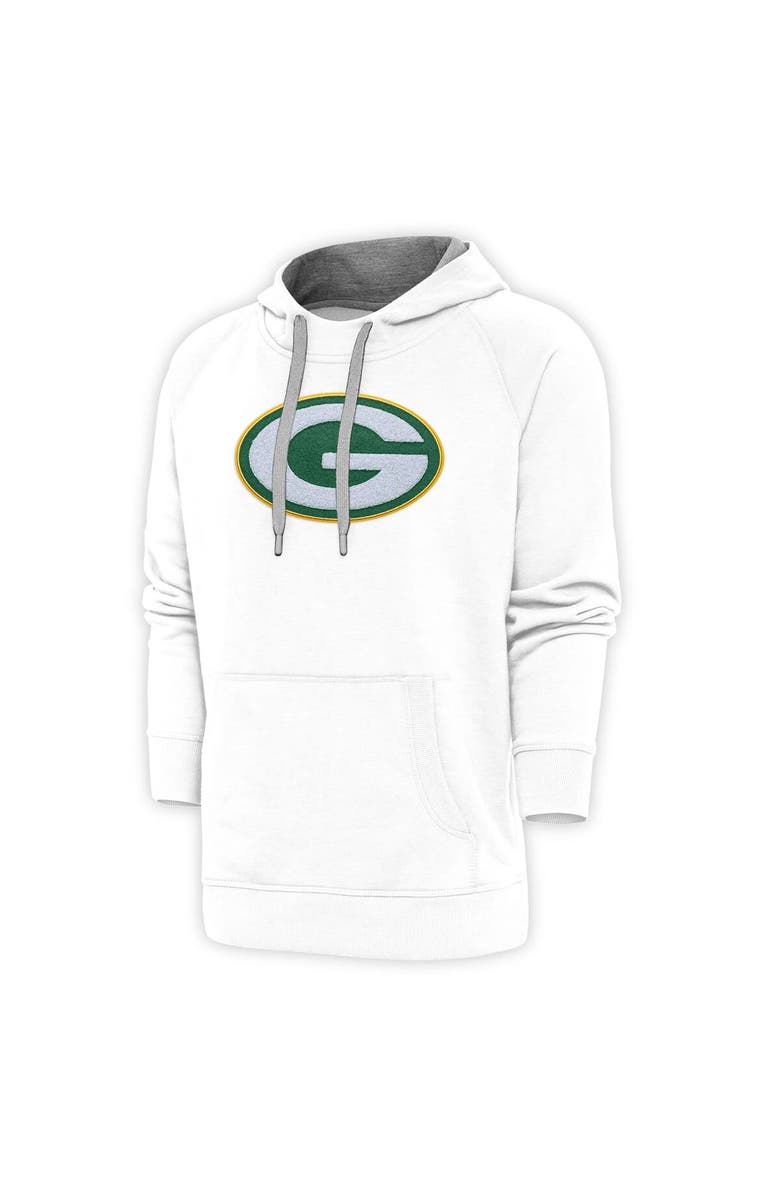 ANTIGUA Men's Antigua White Green Bay Packers Victory Chenille Pullover Hoodie, Main, color, White