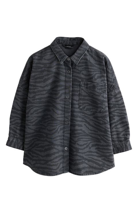 Kids' Zebra Denim Button-Up Shirt (Big Kid)