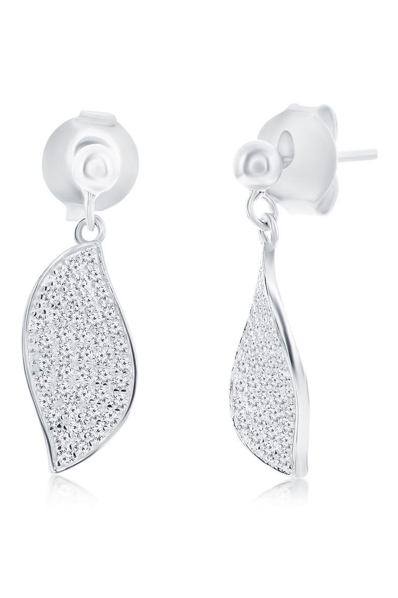 Pavé Cubic Zirconia Wave Drop Earrings & Pendant Necklace Set, Alternate, color, SILVER