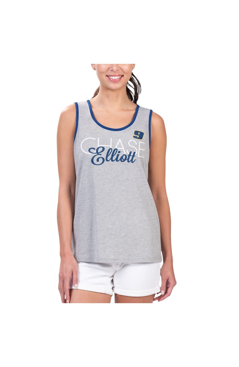 G-III 4HER BY CARL BANKS Women's G-III 4Her by Carl Banks Heather Gray Chase Elliott Fastest Lap Fashion Tank, Alternate, color, Heather Gray