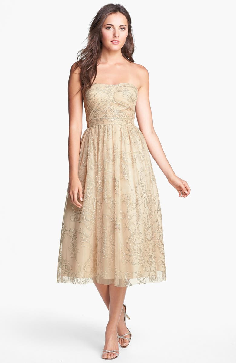 Hailey by Adrianna Papell Glitter Print Tulle Fit & Flare Dress, Main, color,