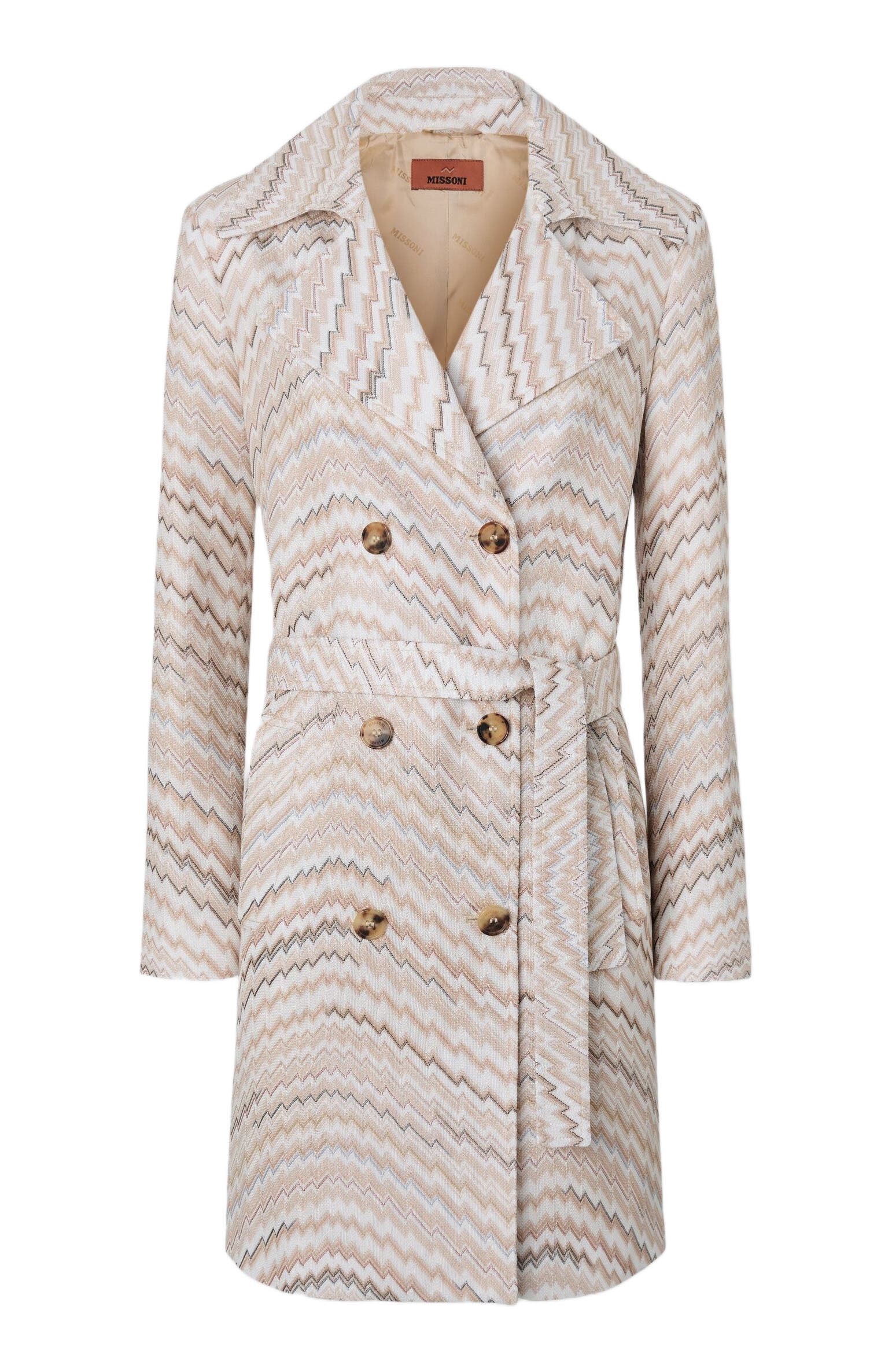 Double-breasted Trench Coat With Wavy Zigzag Pattern - image 2
