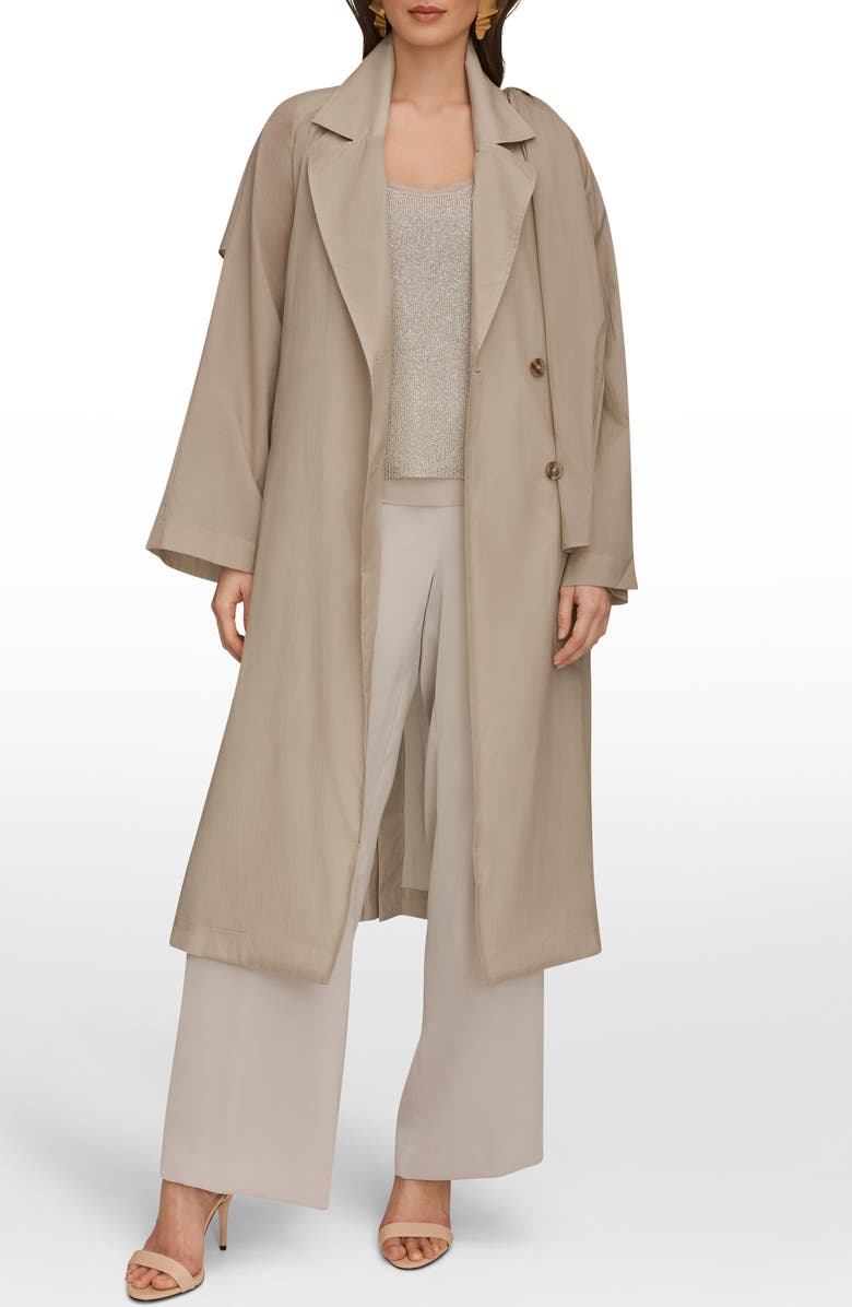 Donna Karan New York Belted Trench Coat with Drape, Alternate, color, Tuscan Grey