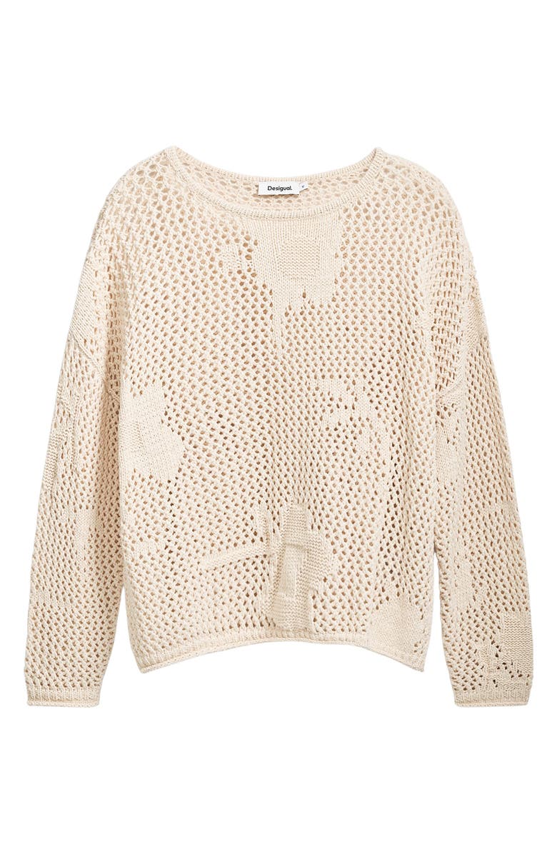 Desigual Open Stitch Sweater, Alternate, color, Light Beige