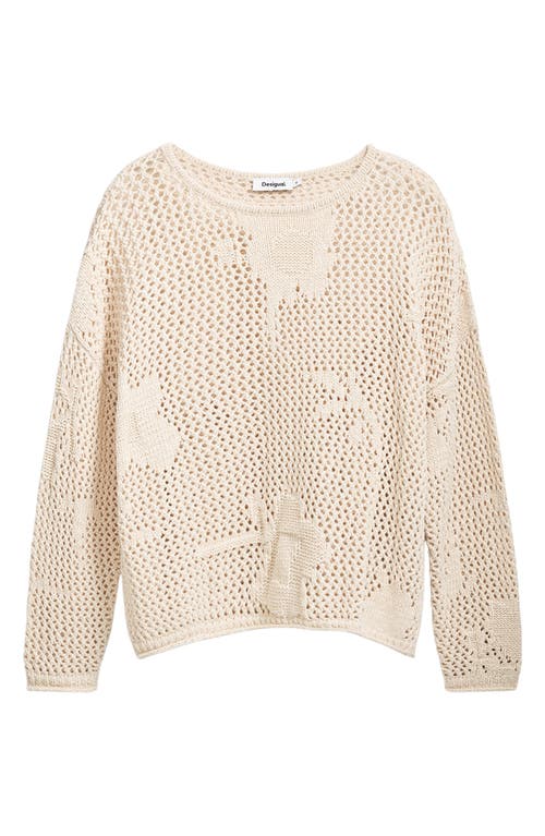 Desigual Open Stitch Sweater In Brown