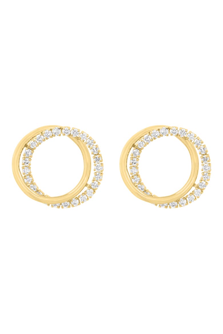 14K Gold Plated Pavé Lab Grown Diamond Hoop Earrings, Alternate, color, GOLD