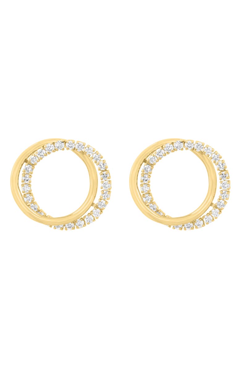 EFFY 14K Gold Plated Pavé Lab Grown Diamond Hoop Earrings, Alternate, color, Gold