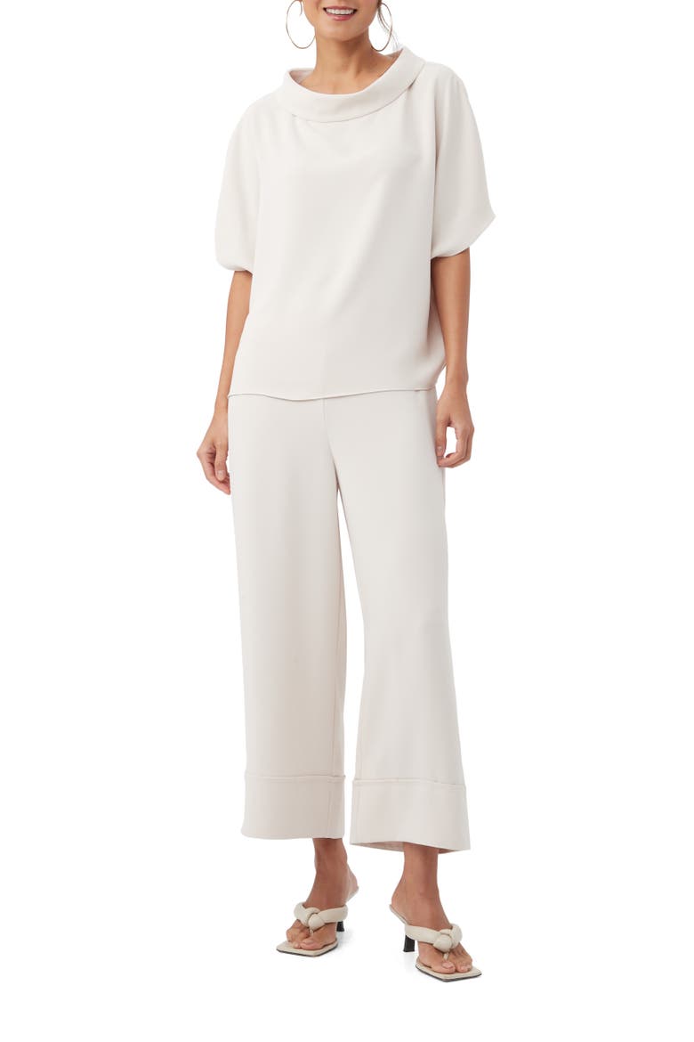 Honeysuckle Short Sleeve Drapey Top, Alternate, color, Ecru