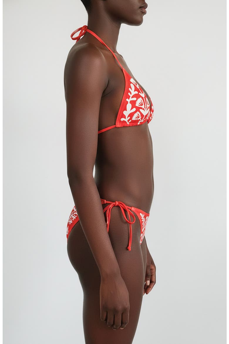 Coral Garden Reversible Triangle Bikini Top, Alternate, color, Red