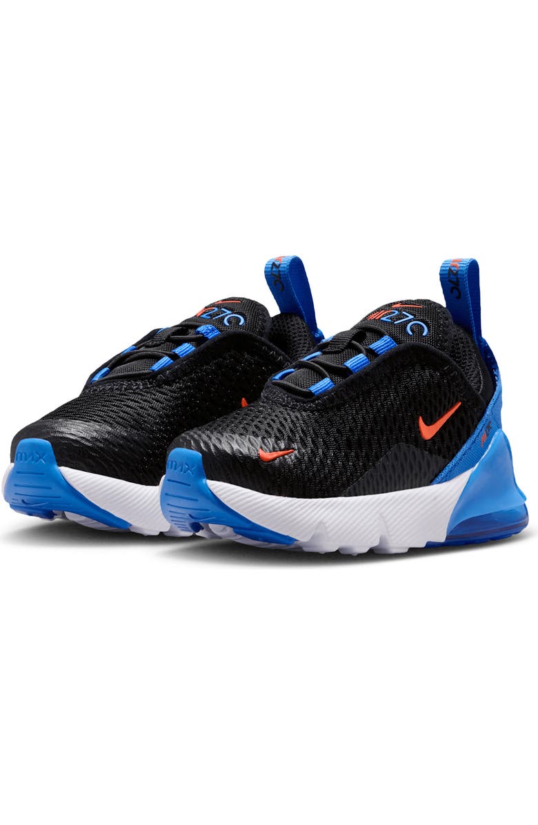 Nike Kids' Air Max 270 Sneaker, Main, color, Black/ Blue/ White/ Orange