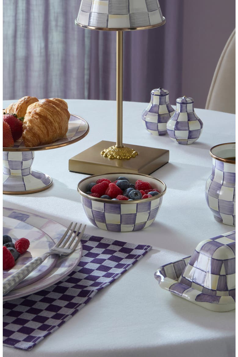 Violet Check Enameled Steel Pinch Bowl, Alternate, color, VIOLET
