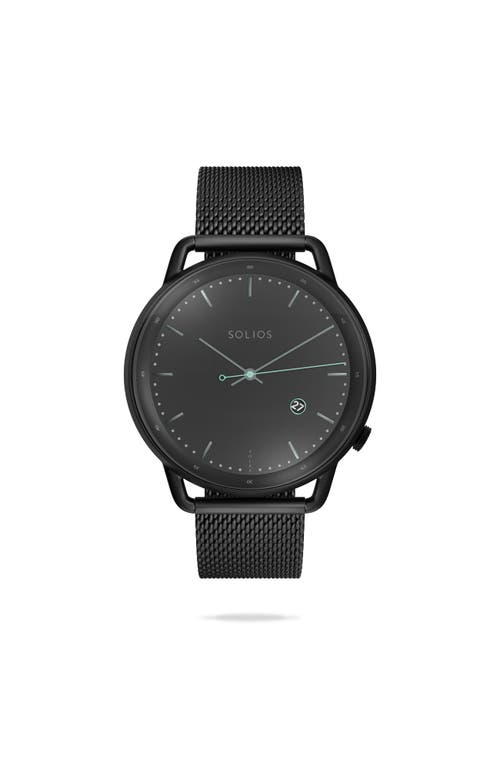 Solios Watches The Solar Curve | Black Dial In Mat Black Mesh Metal
