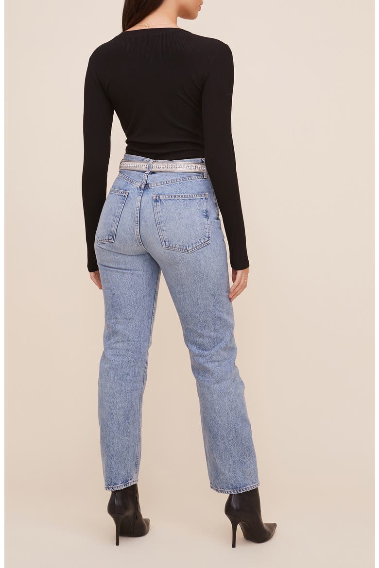 Ribbed Henley Bodysuit, Alternate, color, WASHED BLACK
