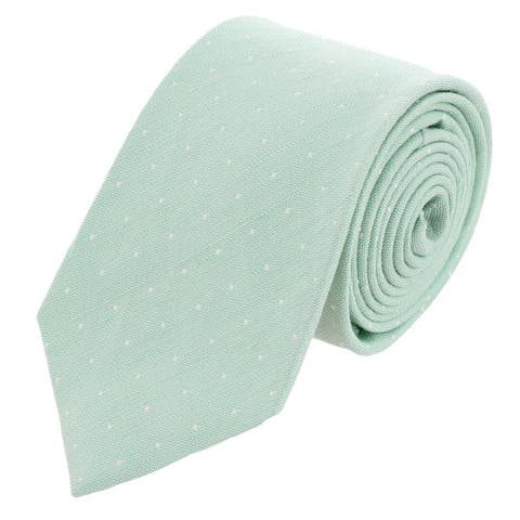 Churchill Chambray Polka Dot Linen Blend Necktie