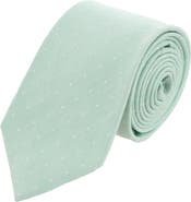 Trafalgar Churchill Chambray Polka Dot Linen Blend Necktie