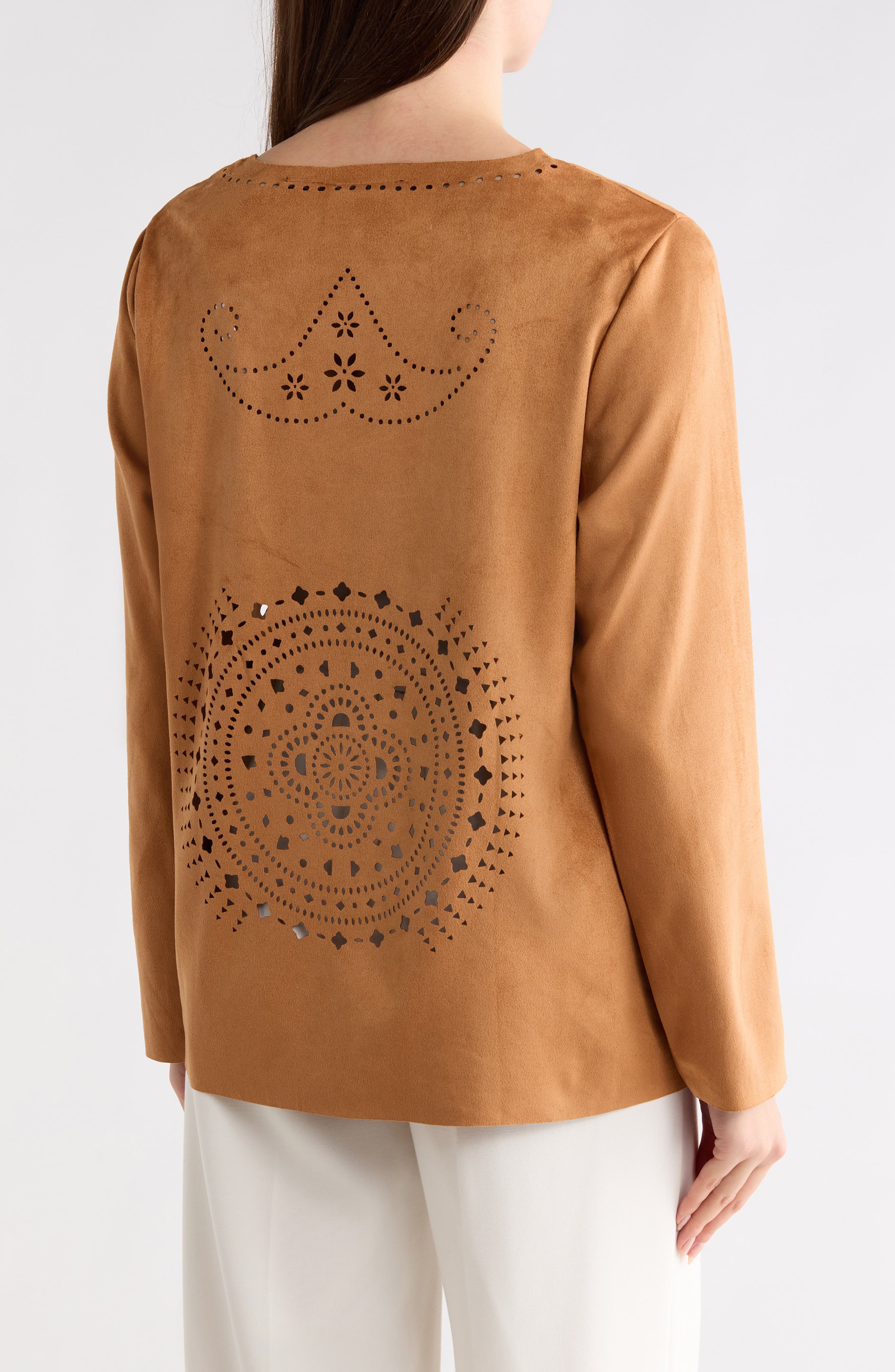 Forgotten Grace Laser-Cut Faux Suede Cardigan (Women) | Nordstromrack