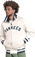 STARTER Men's Starter White New York Yankees The Captain Cooperstown Logo Full-Zip Varsity Jacket