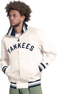 STARTER Men's Starter White New York Yankees The Captain Cooperstown Logo Full-Zip Varsity Jacket