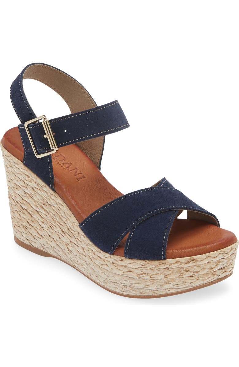 Cordani Brittany Ankle Strap Espadrille Platform Wedge Sandal, Main, color, Crosta Navy