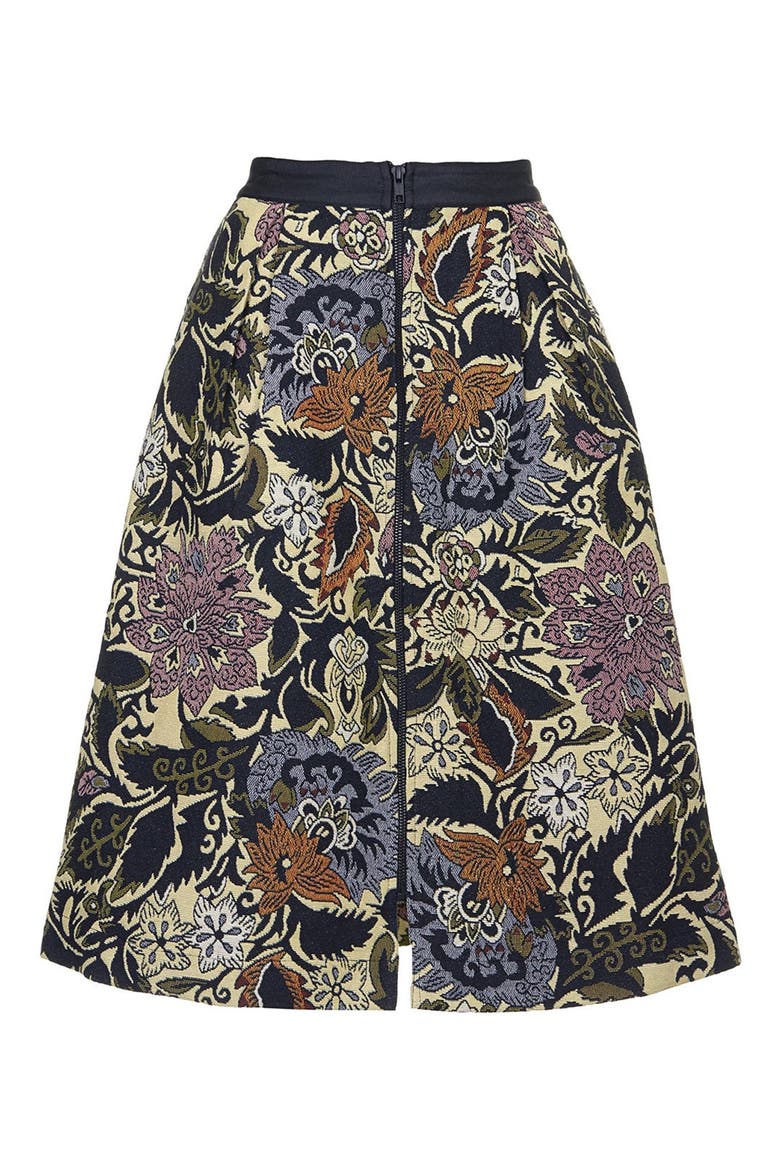 'Kirada' Jacquard Midi Skirt, Alternate, color, BLACK MULTI