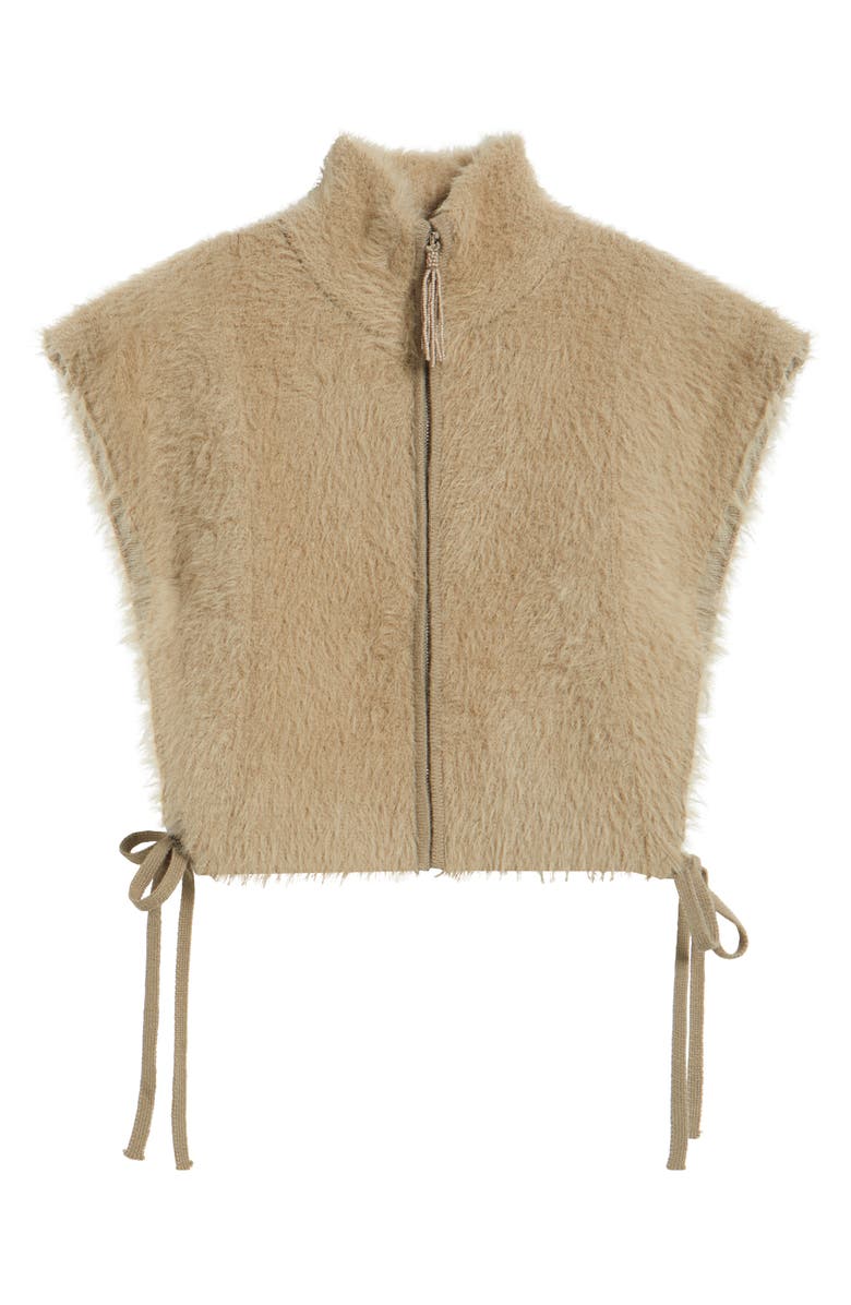 FARM Rio Faux Fur Crop Zip-Up Vest, Alternate, color, Caramel