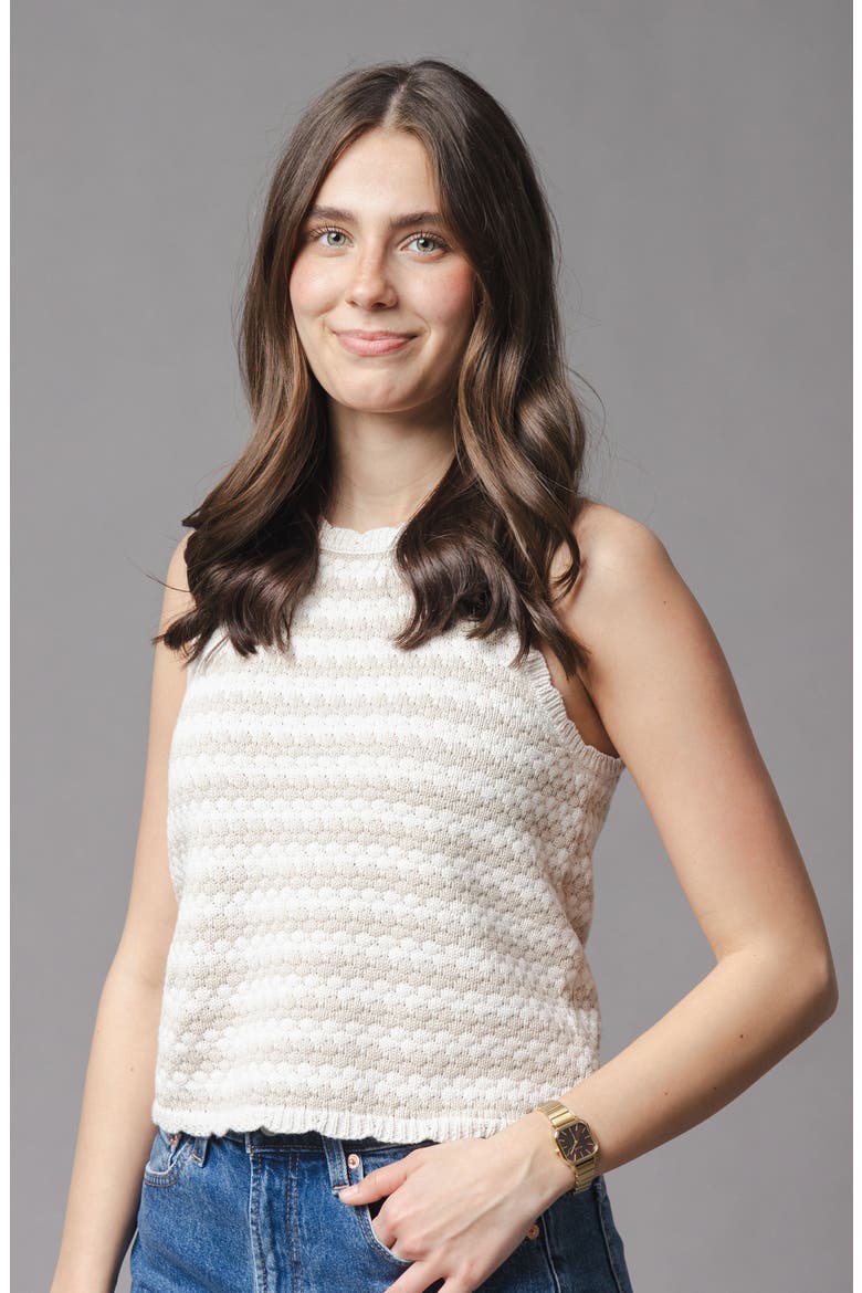 Organic Button Back Sweater Tank, Alternate, color, Natural Stripe