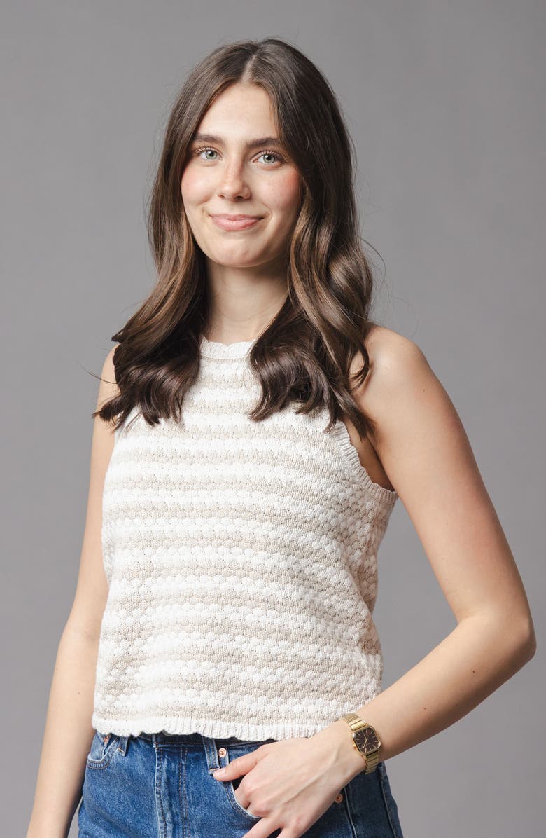 Hope & Henry Organic Button Back Sweater Tank, Alternate, color, Natural Stripe