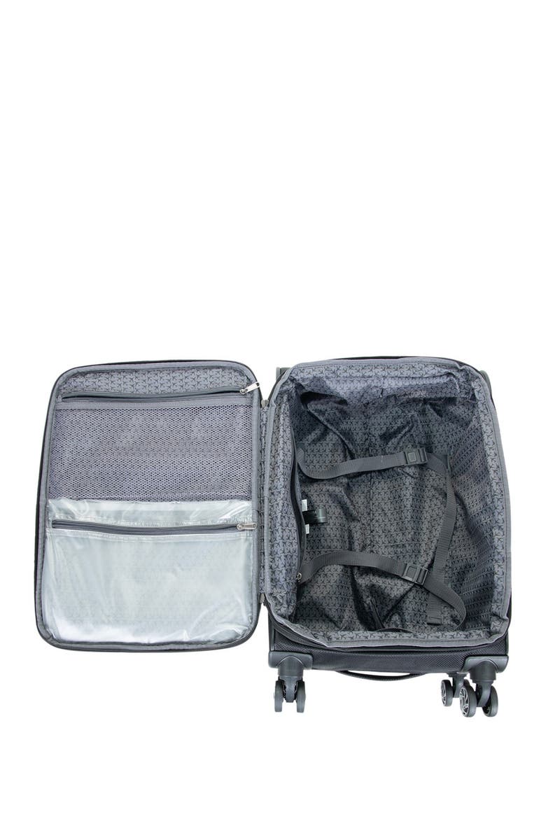 Rugged Roamer Dobby Softside Expandable Spinner Carry-On Luggage, Alternate, color, BLACK